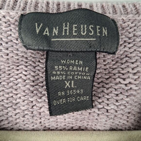 Women’s Van Heusen Cable Knit Crew Neck Sweater Lavender Large - Picture 2 of 12